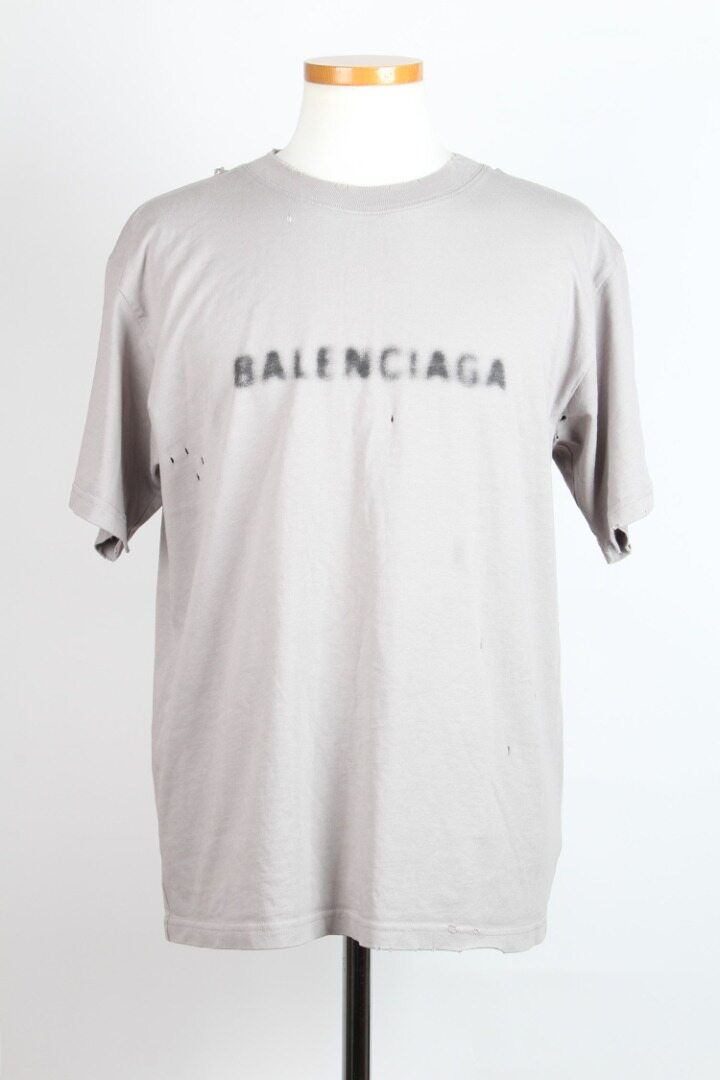발렌시아가 블러로고 빈티지 저지 티셔츠 그레이 L(100) - Balenciaga