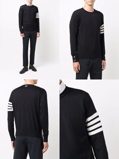 톰브라운 남성 니트 25SS 톰브라운 메리노 울 사선 니트 MKA002A 썸네일 4