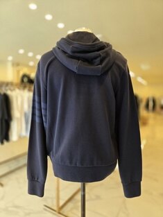 톰브라운 코튼 루프백 릴렉스 핏 사선 후드집업 네이비 MJT249A 06910 415 썸네일 3