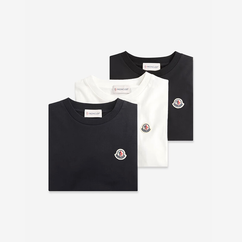 26SS 몽클레어 키즈 로고 패치 반팔 티셔츠 블루 블랙 화이트 (3pack) L1 954 8C00033 89AT9 3P1 [8세/10세] - Moncler