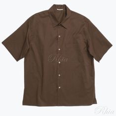 오라리 워시 핀스 타이프라이터 오픈 카라 하프 슬리브드 셔츠 다크 브라운 A25SS03TL 워시드 칼라 슬리브 썸네일 1
