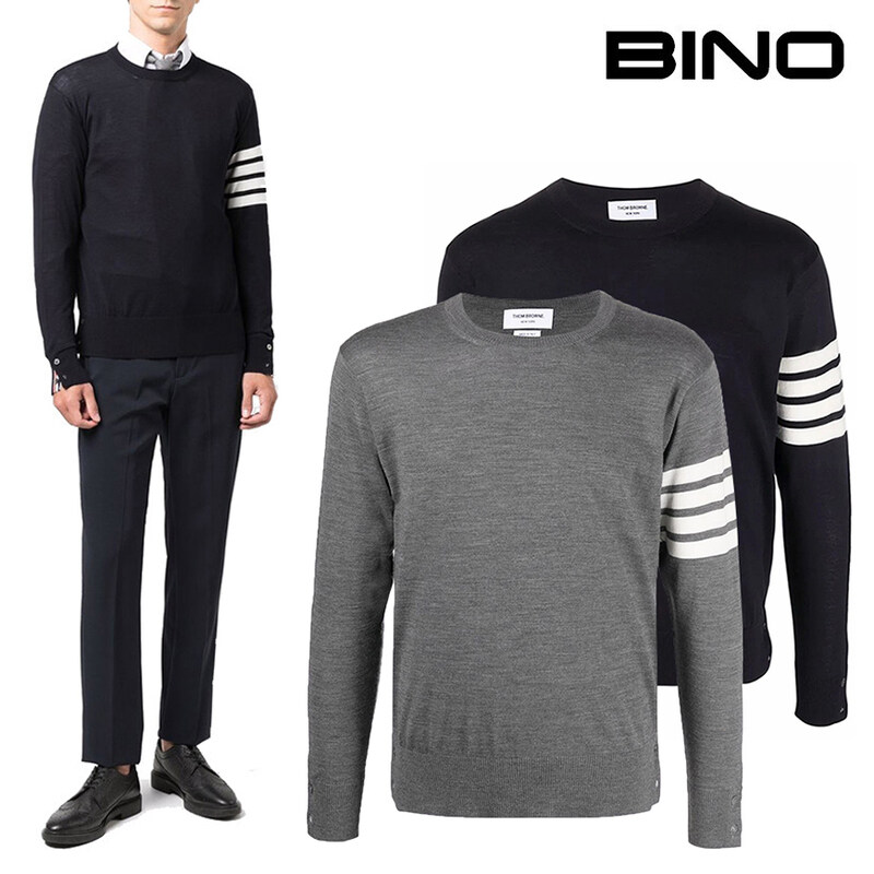 톰 브라운 남성 니트 톰브라운 메리노 울 사선 니트 MKA002A - Thom Browne