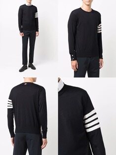톰 브라운 남성 니트 톰브라운 메리노 울 사선 니트 MKA002A 썸네일 4
