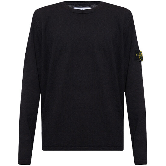 [스톤아일랜드] 23SS 1015502B0 A0029 와펜 패치 라운드 니트 블랙 남성 니트 / TTA - Stone Island