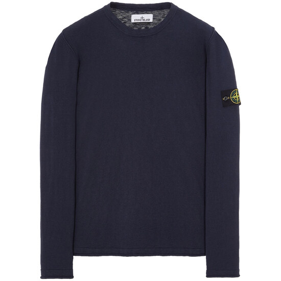 [스톤아일랜드] 23SS 1015502B0 A0020 와펜 패치 라운드 니트 네이비 남성 니트 / TTA - Stone Island
