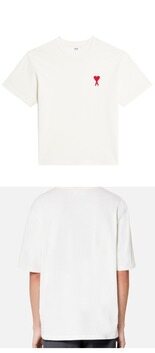 [아미] UTS004.726 175 하트 자수 라운드 반팔티셔츠 블랑네이처 루즈 공용 티셔츠 / TJ 썸네일 3