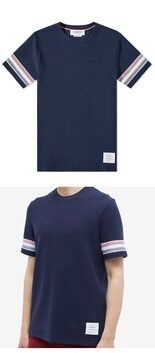 [톰브라운] MJS204A J0046 415 텍스처드 쇼츠 라운드 반팔티셔츠 네이비 남성 티셔츠 / TR 썸네일 3