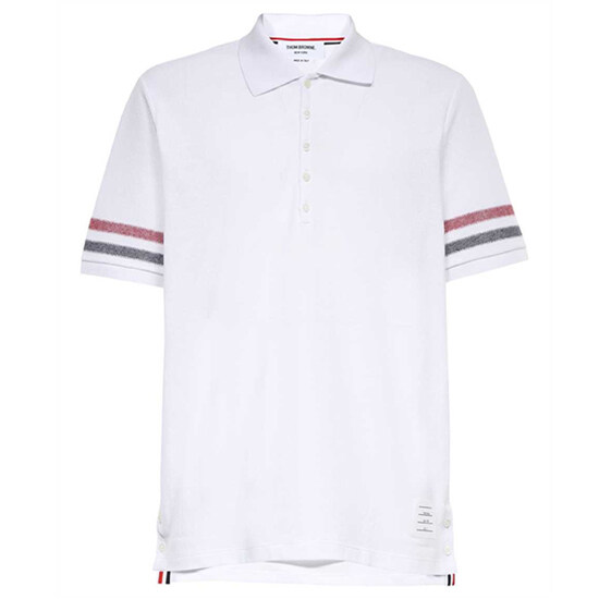 [톰브라운] MJP169A J0046 100 텍스처드 폴로 티셔츠 화이트 남성 티셔츠 / TJ - Thom Browne