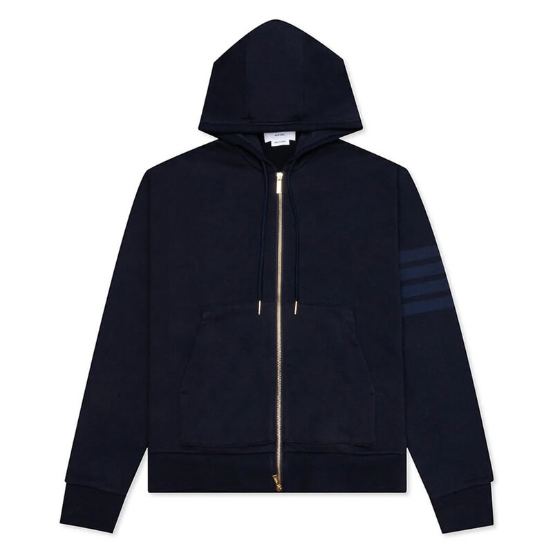 톰브라운 25SS 사선완장 릴렉스핏 후드 집업 네이비 MJT249A 06910 415 - Thom Browne