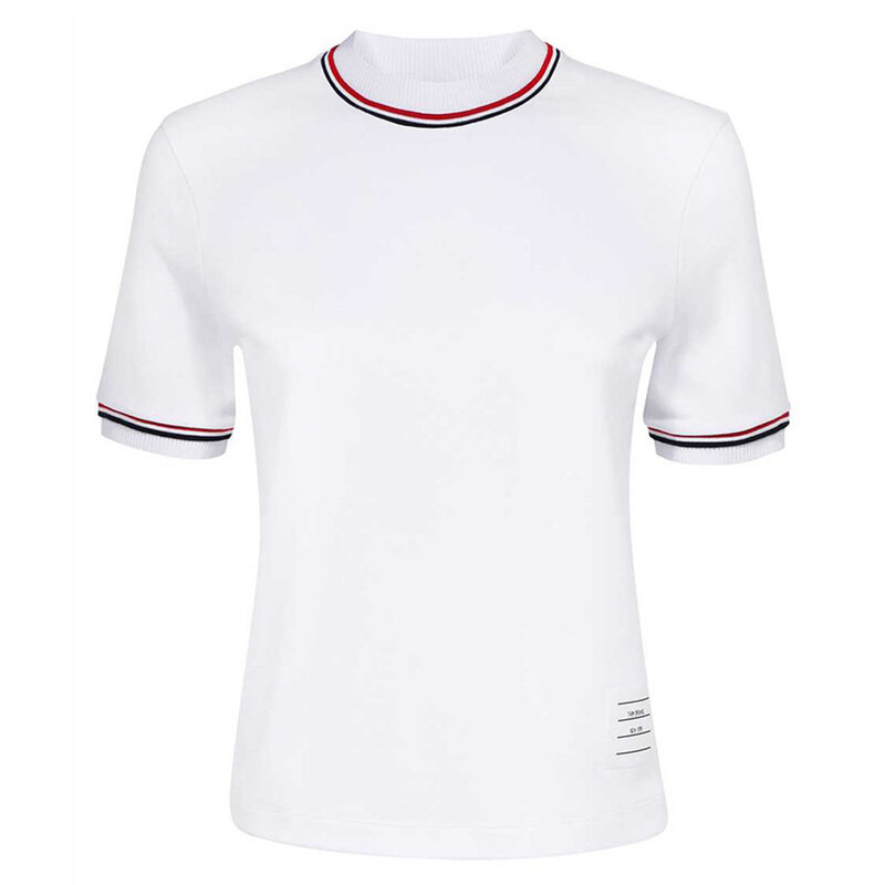 톰브라운 25SS 스트라이프 넥 티셔츠 화이트 FJS152A J0055 100 - Thom Browne