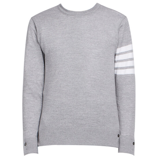 [톰브라운] MKA002A 00014 058 클래식 크루넥 메리노 울니트 라이트그레이 남성 니트 / TJ - Thom Browne