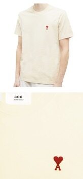 [아미] UTS001.724 709 스몰 하트 로고 패치 라운드 반팔티셔츠 바닐라 공용 티셔츠 / TLS 썸네일 4
