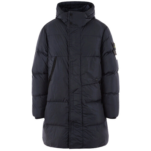 [스톤아일랜드] 23FW 791570323 V0020 와펜패치 가먼트 다이드 크링클랩스 롱 점퍼 네이비 남성 자켓 / TTA - Stone Island