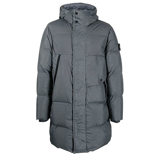 [스톤아일랜드] 23FW 791570323 V0062 와펜패치 가먼트 다이드 크링클랩스 롱 점퍼 카키 그레이 남성 자켓 / TJ - Stone Island