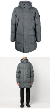 [스톤아일랜드] 23FW 791570323 V0062 와펜패치 가먼트 다이드 크링클랩스 롱 점퍼 카키 그레이 남성 자켓 / TJ 썸네일 3