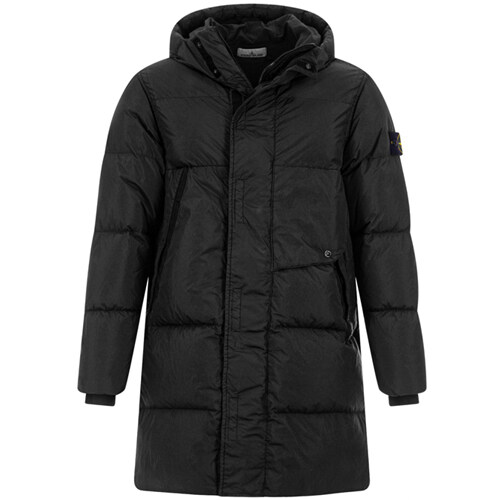 [스톤아일랜드] 23FW 791570323 V0029 와펜패치 가먼트 다이드 크링클랩스 롱 점퍼 블랙 남성 자켓 / TLS - Stone Island