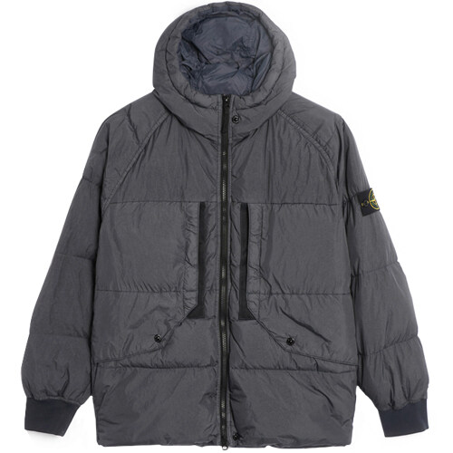 [스톤아일랜드] 23FW 791540723 V0062 와펜패치 가먼트 다이드 크링클랩스 후드 점퍼 카키그레이 남성 자켓 / TJ - Stone Island