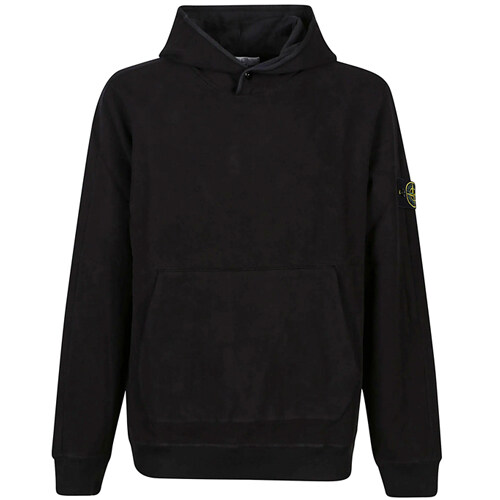 [스톤아일랜드] 23FW 791561252 V0029 와펜패치 버튼 넥 후드 블랙 남성 티셔츠 / TTA - Stone Island