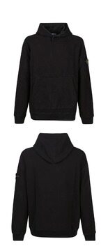 [스톤아일랜드] 23FW 791561252 V0029 와펜패치 버튼 넥 후드 블랙 남성 티셔츠 / TTA 썸네일 3