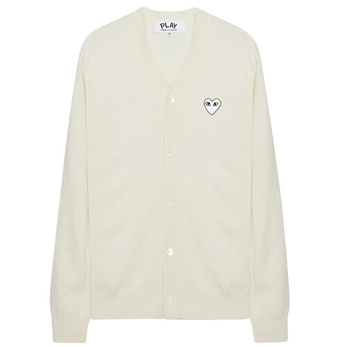[꼼데가르송] AZ-N066-051-3 화이트와펜 V넥 가디건 크림 남성 가디건 / TS - Comme des Garcons