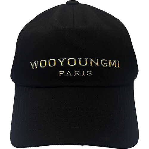 [우영미] W241AC52663B 오로라 엠보 로고 볼캡 블랙 모자 / TTA - Wooyoungmi