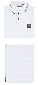[스톤아일랜드] 24SS 80152SC18 A1001 로고 패치 버튼 폴로 티셔츠 화이트 남성 티셔츠 / TJ 썸네일 4