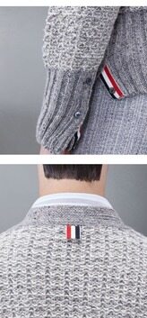 [톰브라운] MKC510A Y1506 055 턱 스티치 도네갈 울 클래식 브이넥 가디건 라이트 그레이 남성 자켓 / TJ 썸네일 5