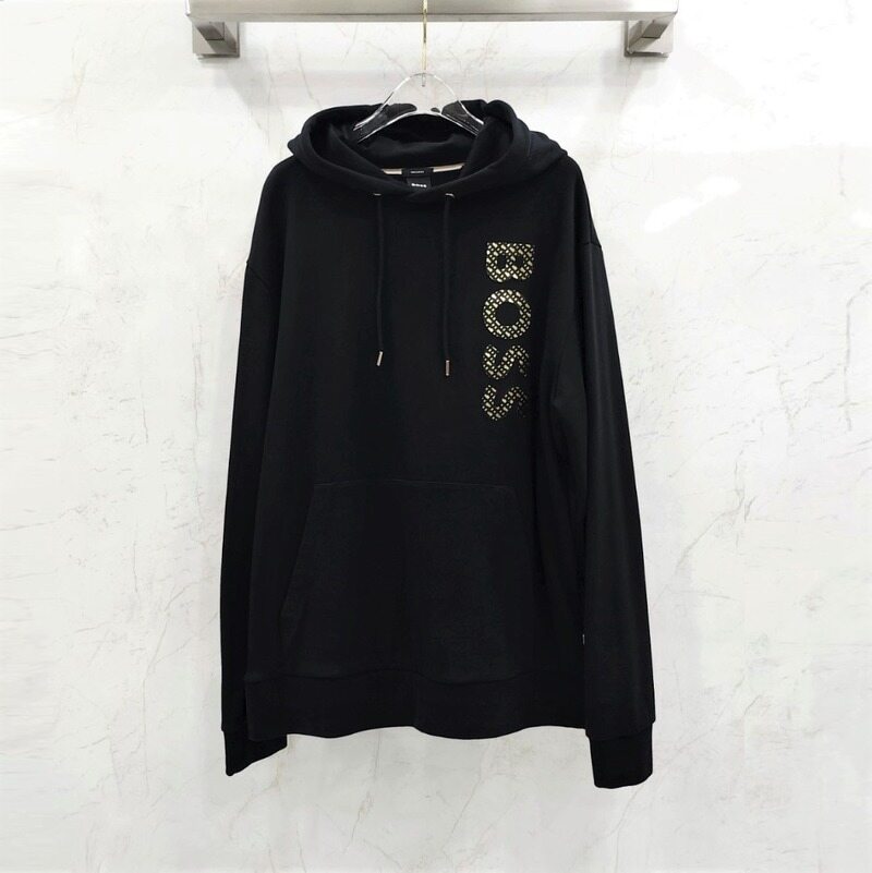 [럭스유] XL / 보스 프렌치 테리 코튼 모노그램 필드 로고 후드티 - Hugo Boss