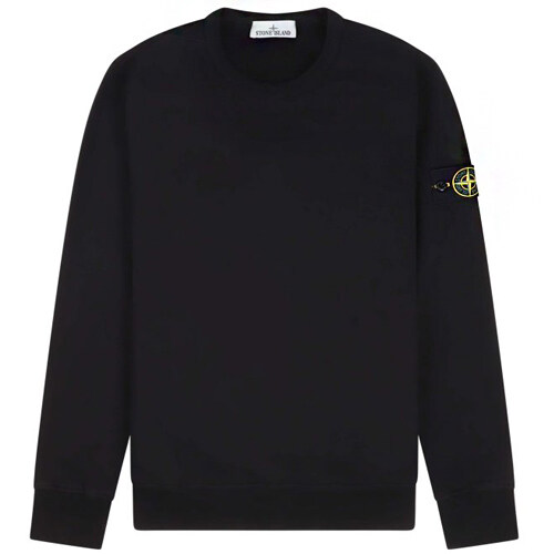 [스톤아일랜드] 24FW 811562420 V0029 와펜패치 브러쉬드 코튼 크루넥 맨투맨 블랙 남성 맨투맨 / TJ - Stone Island