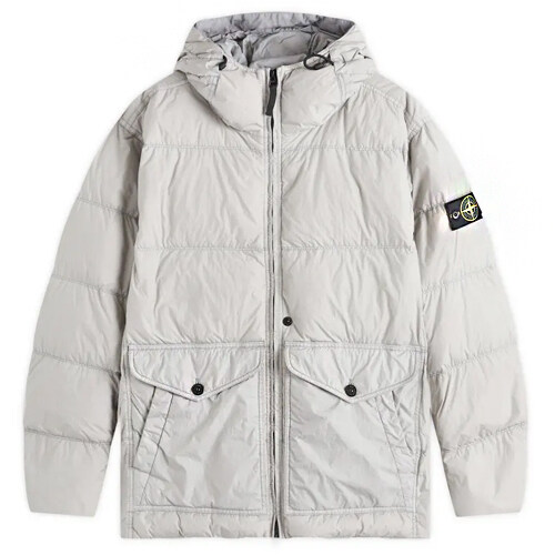 [스톤아일랜드] 24FW 811540723 V0060 와펜패치 가먼트 다이드 크링클랩스 후드 점퍼 그레이 남성 자켓 / TFS - Stone Island