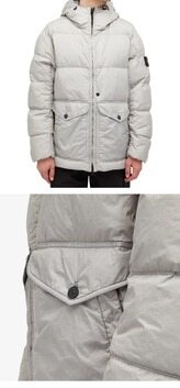 [스톤아일랜드] 24FW 811540723 V0060 와펜패치 가먼트 다이드 크링클랩스 후드 점퍼 그레이 남성 자켓 / TFS 썸네일 4