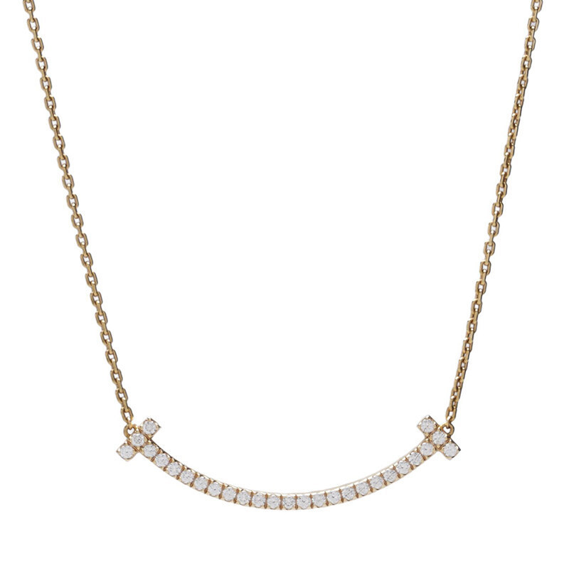로즈 골드 18K 풀파베 T 스마일 미듐 목걸이 - Tiffany & Co