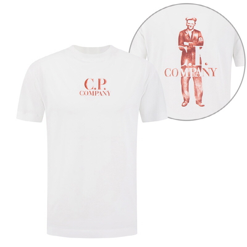 CP 컴퍼니 로고 반팔 티셔츠 18CMTS141A 005100W 103 - CP company
