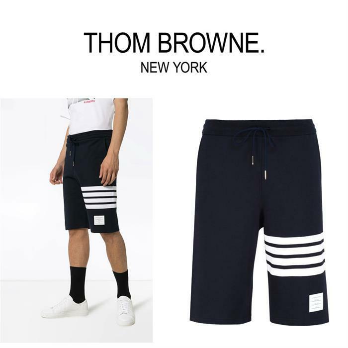 (국내발송) 26SS 톰브라운 사선 루프백 스웨트 쇼츠 네이비 MJQ012H 00535 461 - Thom Browne