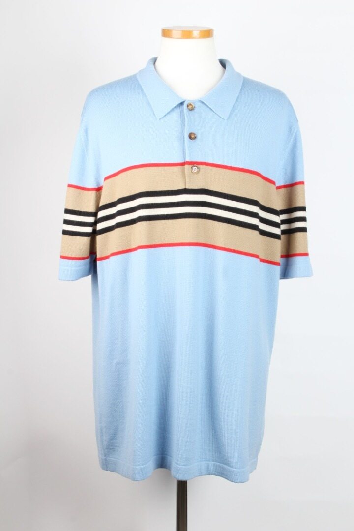 버버리 빈티지체크 PK 반팔 니트 티셔츠 XXL(110) - Burberry