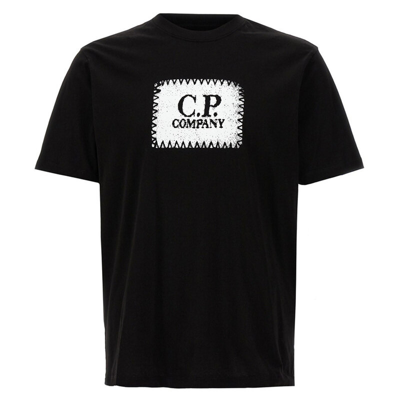 CP 25SS 로고 라벨 프린팅 티셔츠 블랙 18CMTS029A 005100W 999 - CP company