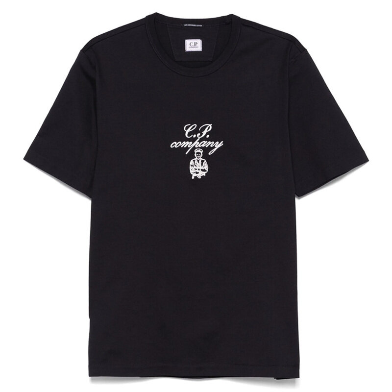CP 25SS 로고 자수 티셔츠 블랙 18CMTS109A 110301W 999 - CP company