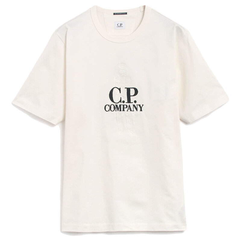 CP 25SS 로고 자수 티셔츠 화이트 18CMTS106A 110301W 103 - CP company