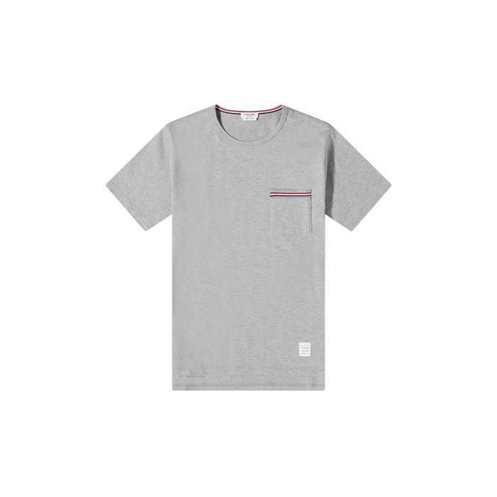 톰브라운 RWB 포켓 반팔 티셔츠 그레이 MJS010A 01454 055 - Thom Browne