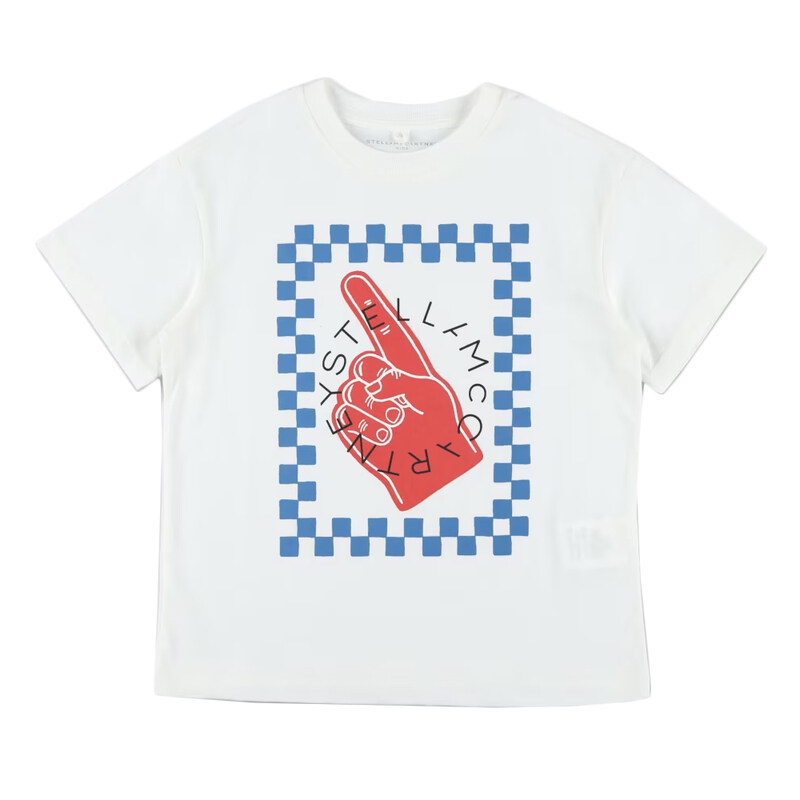 25SS 키즈 핸드 로고 티셔츠 화이트 TW8R71 Z0434 100 - Stella McCartney