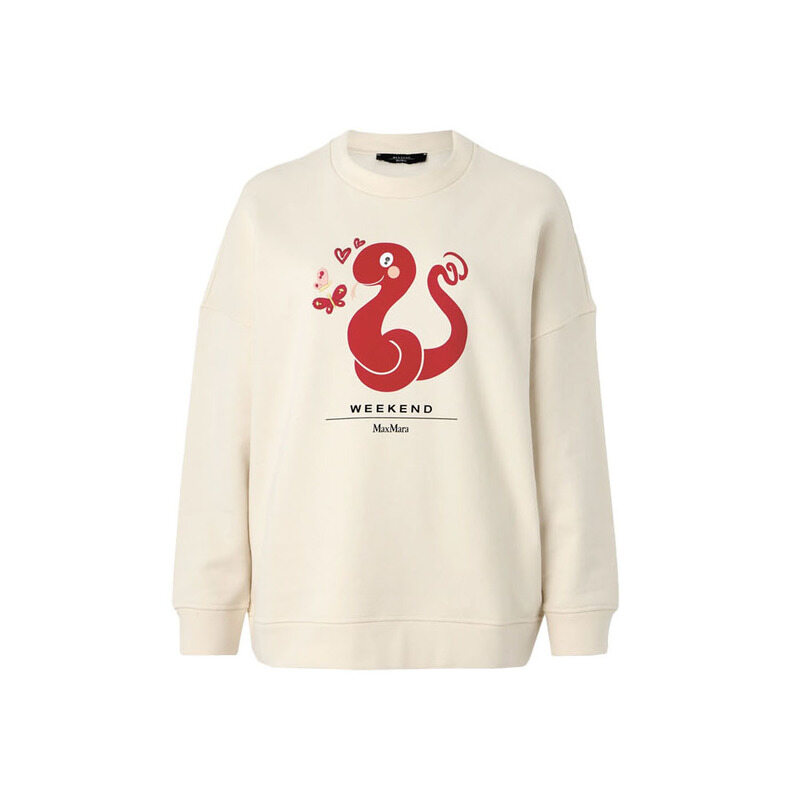 25SS 랄라 LALLA 그래픽 로고 기모 맨투맨 아이보리 2515921021 005 - Max Mara