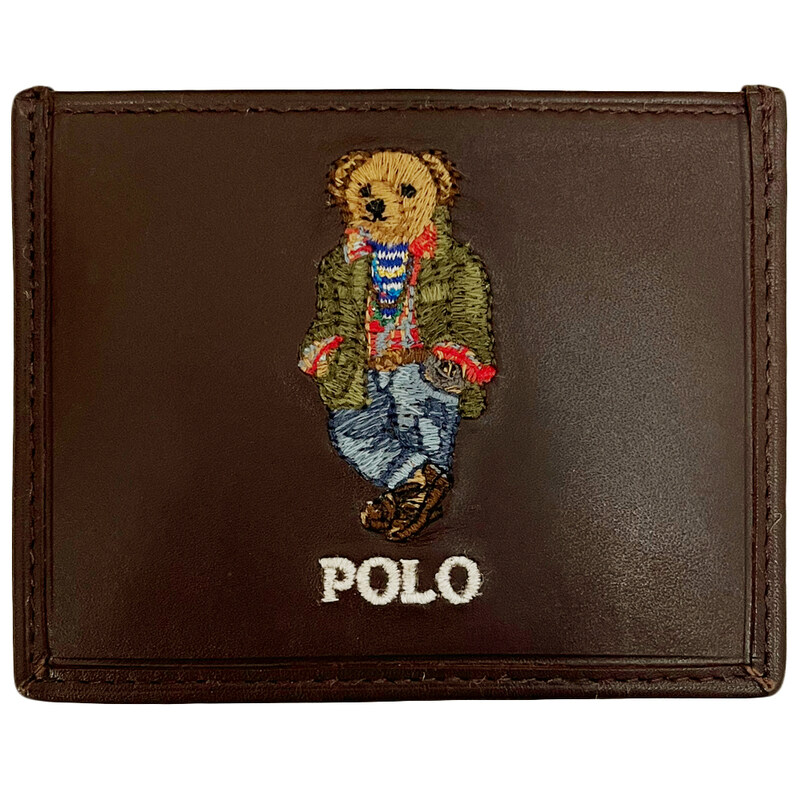 25FW 베어 로고 자수 카드지갑 브라운 405964517 001 - Polo Ralph Lauren