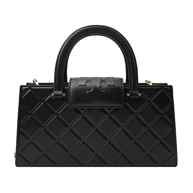 토리 버치 블랙 퀼팅 엠보 레더 토트 겸 크로스백 - Tory Burch