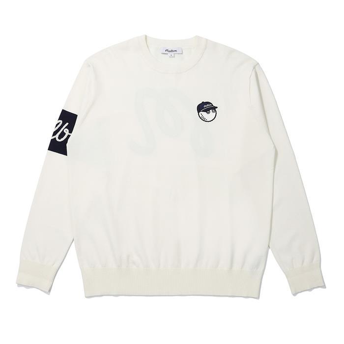 [밀라코/국내발송] 말본골프 데니 버킷 기본 라운드 스웨터 M5121PKT01WHT - Malbon