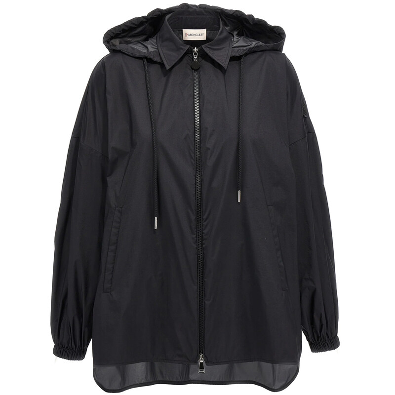 25FW 로고 패치 후드 바람막이 자켓 블랙 2F000 13 596TM 999 - Moncler