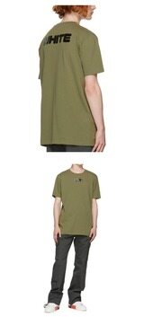 [오프화이트] OMAA027F21JER0035510 애로우 폰트 슬림 반팔티셔츠 그린 블랙 남성 티셔츠 / TR 썸네일 4
