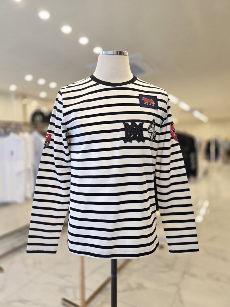 알렉산더맥퀸 스컬패치 스트라이프 긴팔 티셔츠 453135 QIZU2 0900 - Alexander McQueen
