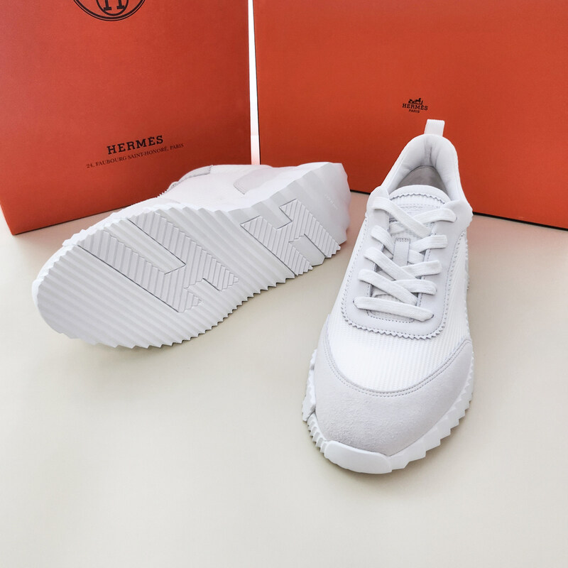에르메스 바운싱 남성 고트스킨 스웨이드 스니커즈 블랑 화이트 H252804ZH90 - Hermes