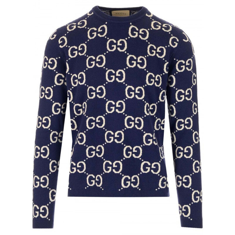 구찌 25SS GG 로고 울 자카드 니트 블루 692900 XKCC5 4492 - Gucci