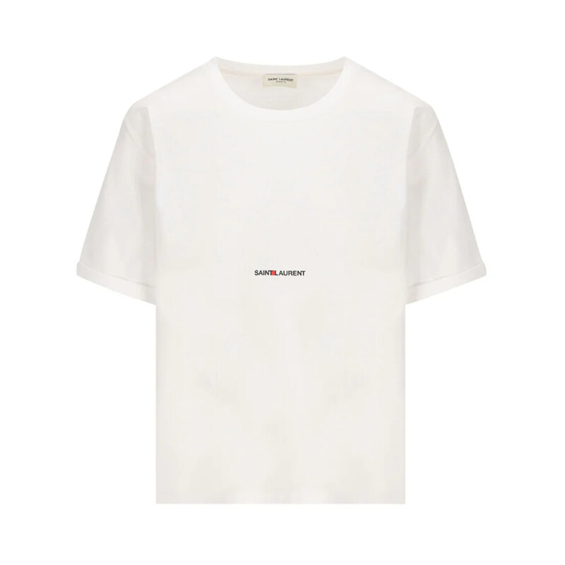 생로랑 여성 로고 프린팅 코튼 반팔 티셔츠 화이트 460876 YB2DQ 9000 - Saint Laurent
